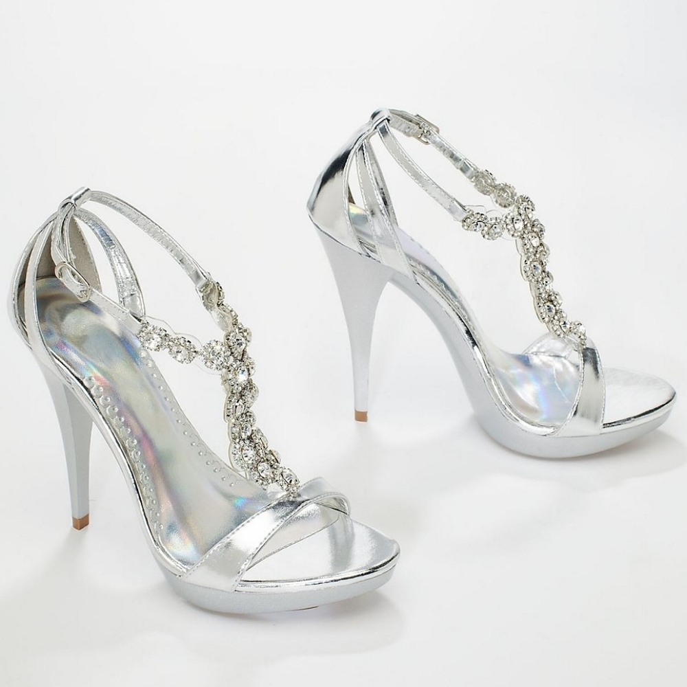 Michaelangelo Starburst Metallic High Heel Chandelier Sandal w/ Crystal Accents